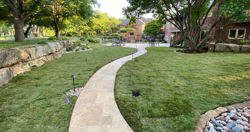 Hardscape Walking Path With Lights