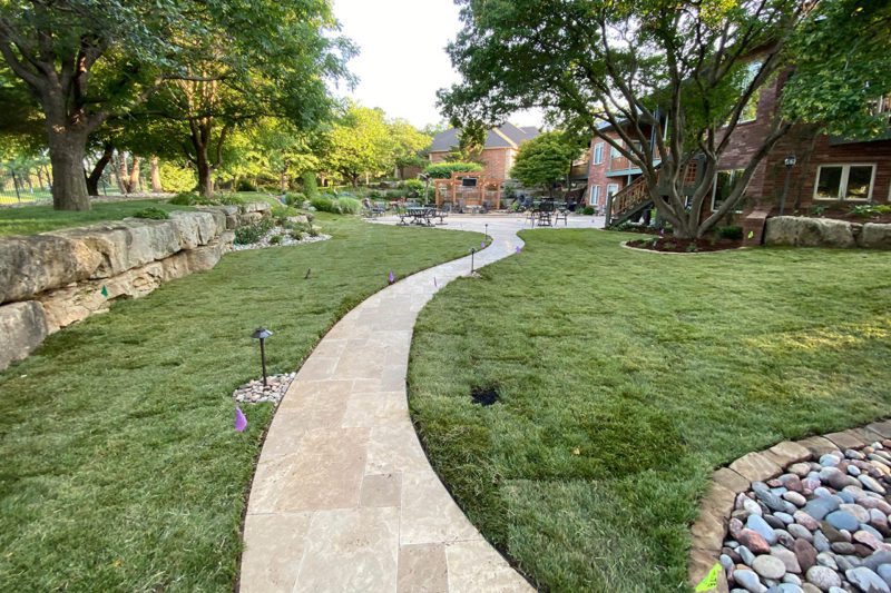 Hardscape Walking Path With Lights