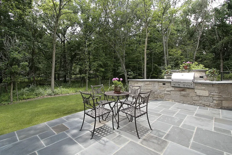 Stone Patio And Outdoor Kitchen